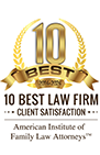 10 Best 2014-2024 10 BEST LAW FIRM | CLIENT SATISFACTION | American Institute of Family Law Attorneys TM